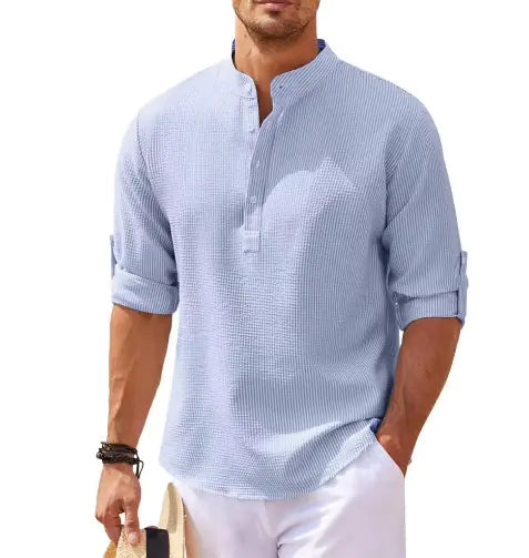 Men's Standup Collar Plaid Shirt