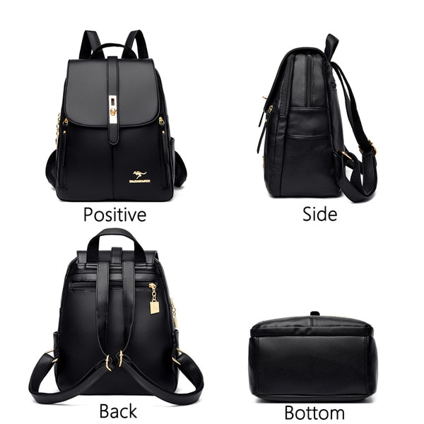 Leather Fashion Backpack Ladies Travel Backpack School Bags For Girls