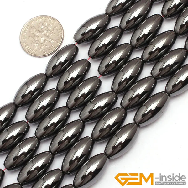 Natural Black Magnetic Hematite Rice Beads For Jewelry Making Strand 15 inch DIY Jewelry Loose Spacer Bead