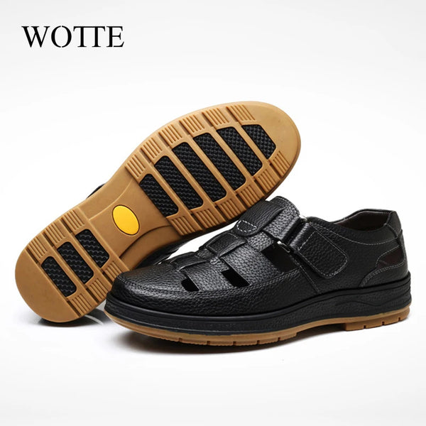 Classic Men Genuine Leather Hollow Out Casual Shoes Comfortable Solid Outdoor Men's Shoes