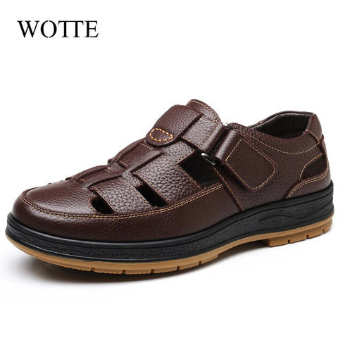 Classic Men Genuine Leather Hollow Out Casual Shoes Comfortable Solid Outdoor Men's Shoes