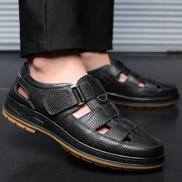 Classic Men Genuine Leather Hollow Out Casual Shoes Comfortable Solid Outdoor Men's Shoes