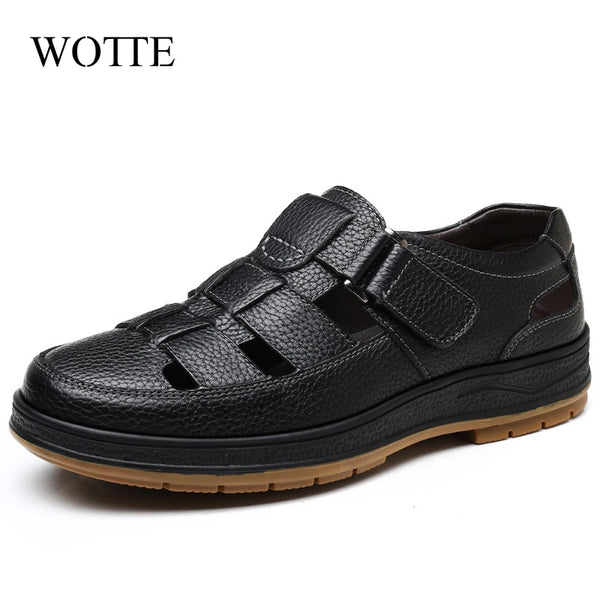 Classic Men Genuine Leather Hollow Out Casual Shoes Comfortable Solid Outdoor Men's Shoes