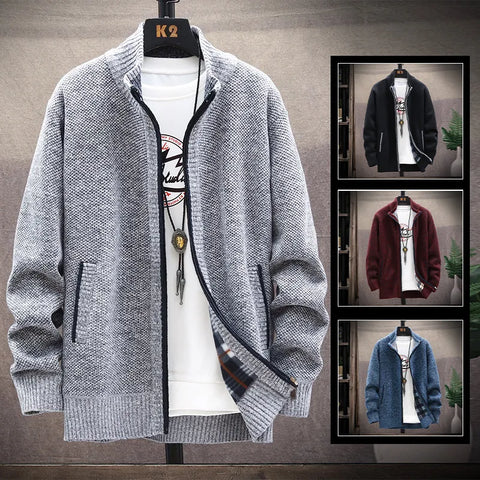 Men's Cardigan Fleece Lined Winter Jacket  Zipper Closure with Slash Pockets



Warm Knit Fleece Zipper Cardigan   Warm Jacket