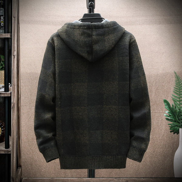 Winter Warm Plaid Hooded Fleece Coat with Zipper