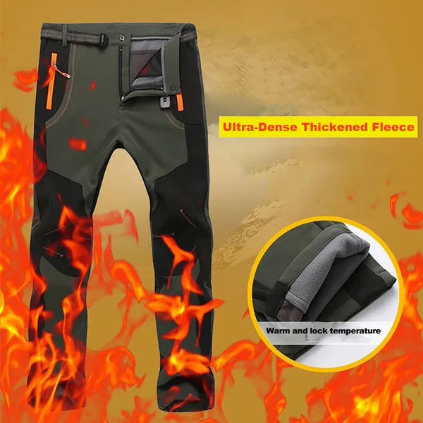 Thick Warm Winter Fleece Hiking Pants Waterproof Windproof Outdoor Soft Shell Rain Trousers Trekking Camping Ski Pants