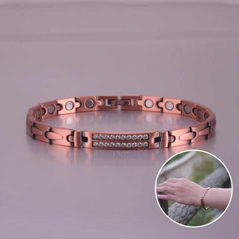 Pure Copper Magnetic Bracelet for Women Arrow Cubic Zirconia ID Bracelets Magnetic Therapy   Arthritis Health