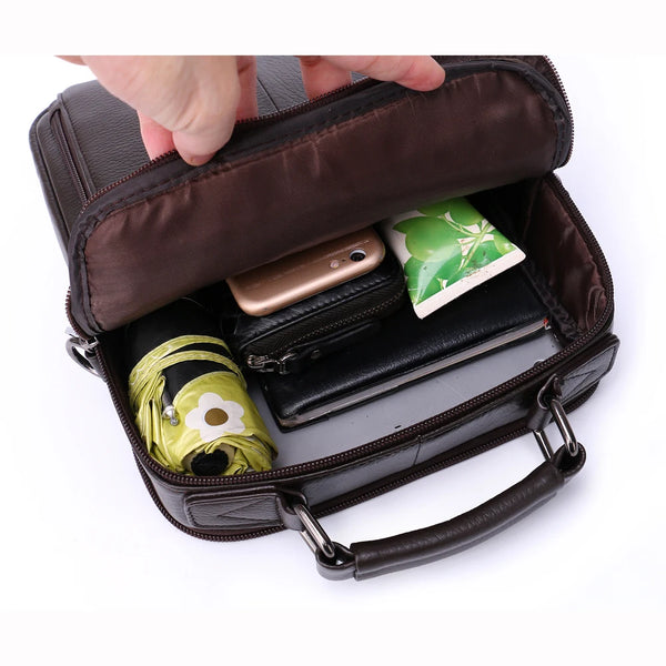 Genuine Leather Messenger Bags  Business Handbags Casual Shoulder Bag Male Crossbody Bags iPad Tote