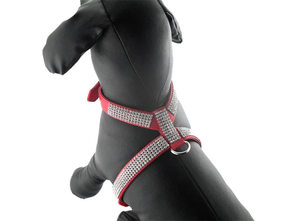 4 Sizes PU Leather Rhinestones Dog Harness Safety Comfortable Dress Up Pet Harness Collar For Small Medium Large Dog