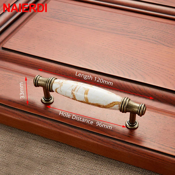 Marble Series Ceramic Cabinet Handles Zinc Alloy Cabinet Pulls Drawer Knobs Wardrobe Door Handles Furniture Handle