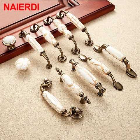 Marble Series Ceramic Cabinet Handles Zinc Alloy Cabinet Pulls Drawer Knobs Wardrobe Door Handles Furniture Handle