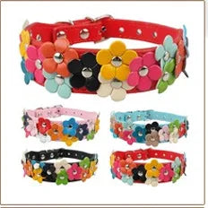 Dog Rhinestone Dog Collar Diamante Leather  Pet Necklace Bling Crystal Studded Cat Collars Pink Red For Small Medium Dogs or Cats