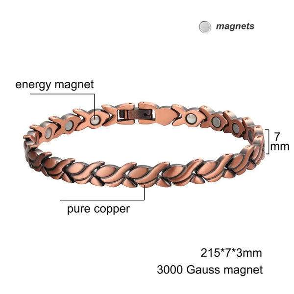 Pure Copper Magnetic Bio Energy Bracelets & Bangles for Women Healing Magnet Bracelet Blood Pressure Pain Radiation Protection and More