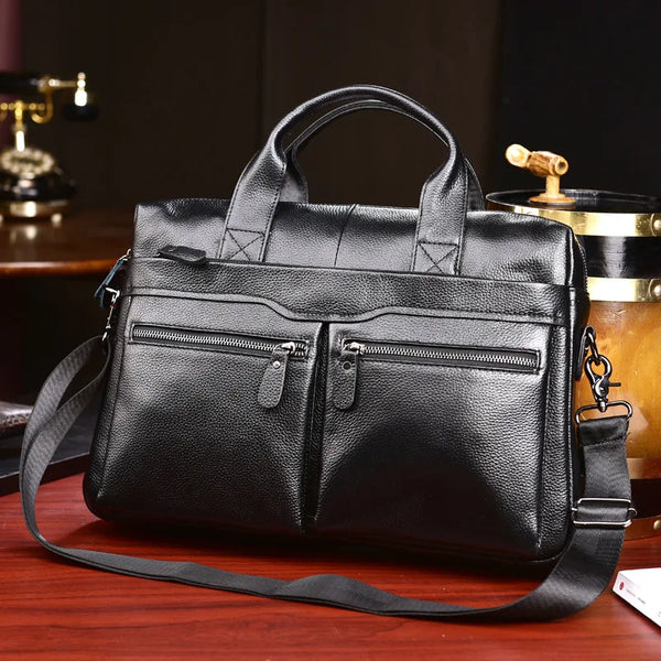 Business High Quality Laptop Genuine Leather Handbags