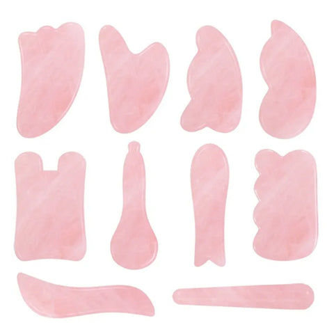 Natural Rose Quartz Jade Gua Sha Board Acupuncture Massage Face Lifting Stone