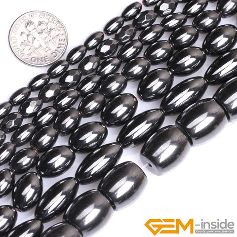 Natural Black Magnetic Hematite Rice Beads For Jewelry Making Strand 15 inch DIY Jewelry Loose Spacer Bead