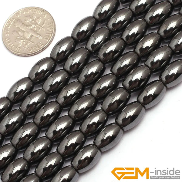 Natural Black Magnetic Hematite Rice Beads For Jewelry Making Strand 15 inch DIY Jewelry Loose Spacer Bead