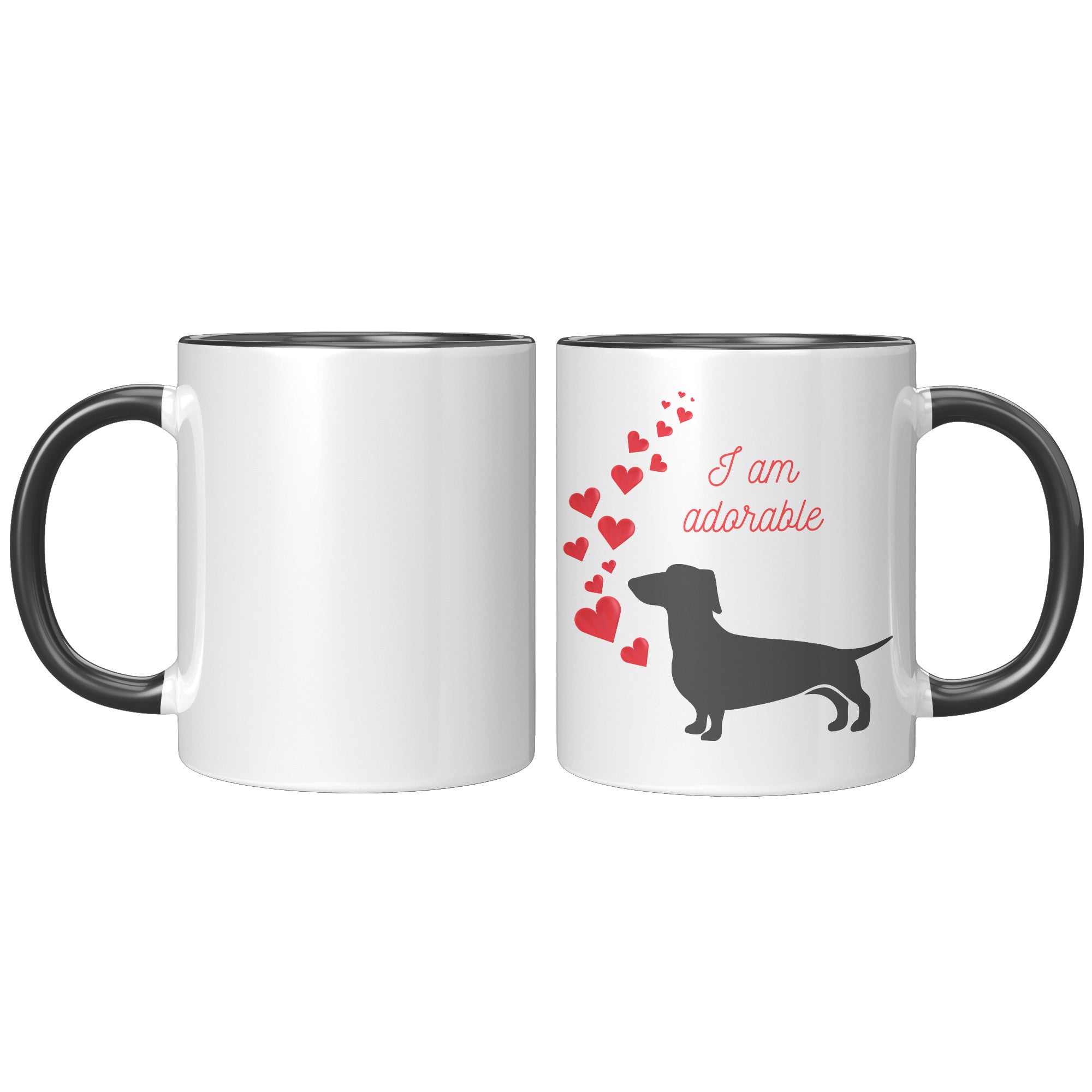 I am Adorable  (Loveable Dachshund 11oz Coffee Mug)2 Colors Left & Right Handle