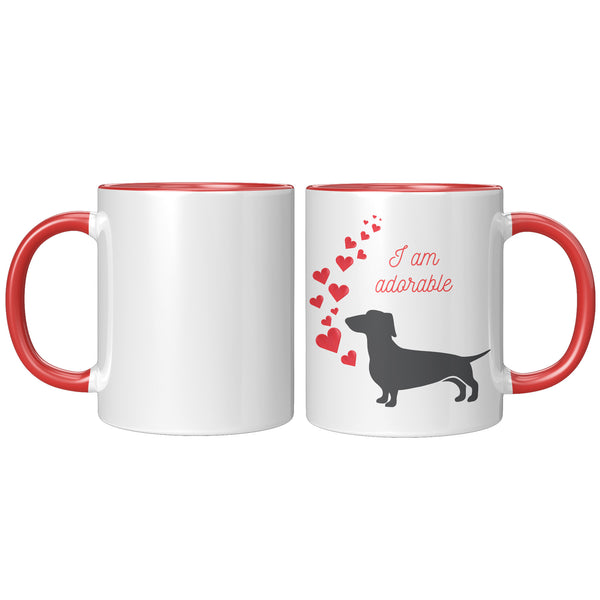 I am Adorable  (Loveable Dachshund 11oz Coffee Mug)2 Colors Left & Right Handle