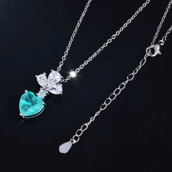 Sweet Loving Heart Crystal Female Pendant and Earrings