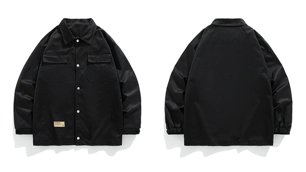 Black Autumn Trendy Casual Polo Collar Jacket