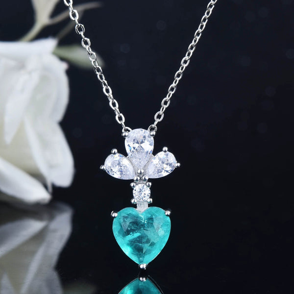 Sweet Loving Heart Crystal Female Pendant and Earrings