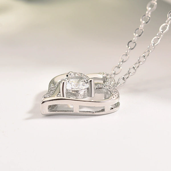 Young Doppel Herz Clavicle Elegant Graceful Diamond Platinum