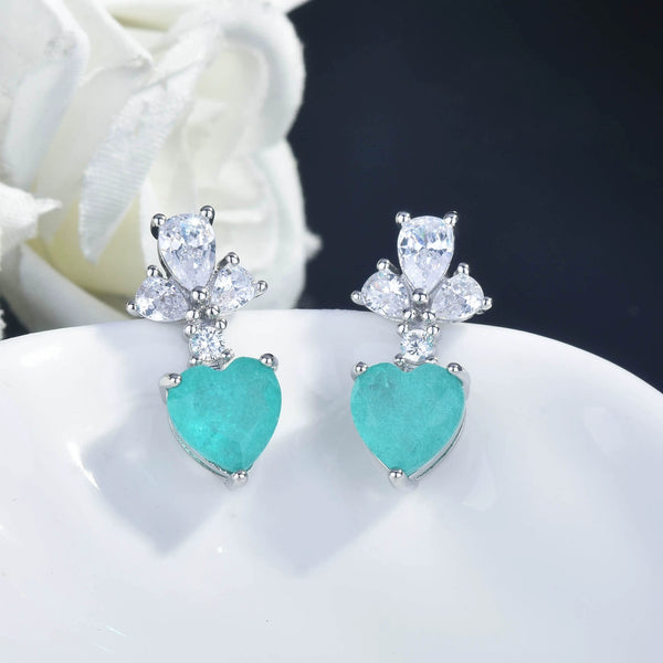 Sweet Loving Heart Crystal Female Pendant and Earrings