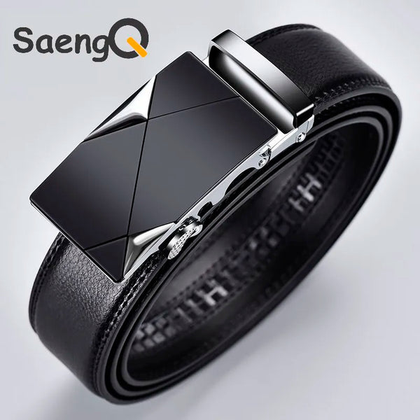 Famous Brand Men's Quality Genuine Luxury Leather Belt For Men  Metal Automatic Buckle