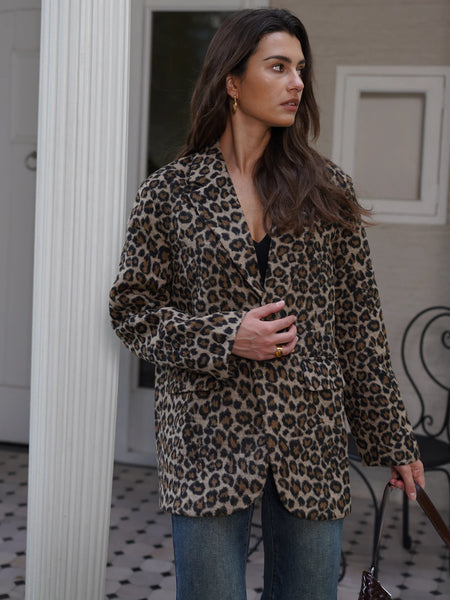 Women's  Warm Winter Fashion Basic Leopard Jacket