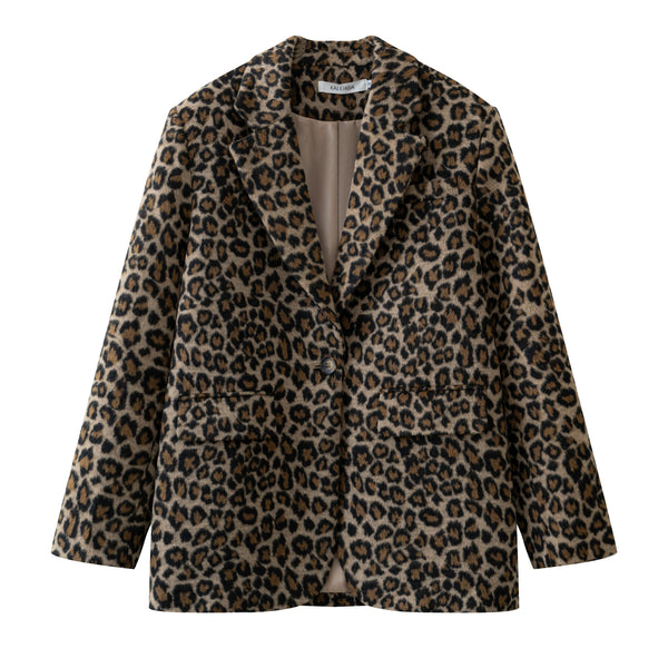 Women's  Warm Winter Fashion Basic Leopard Jacket