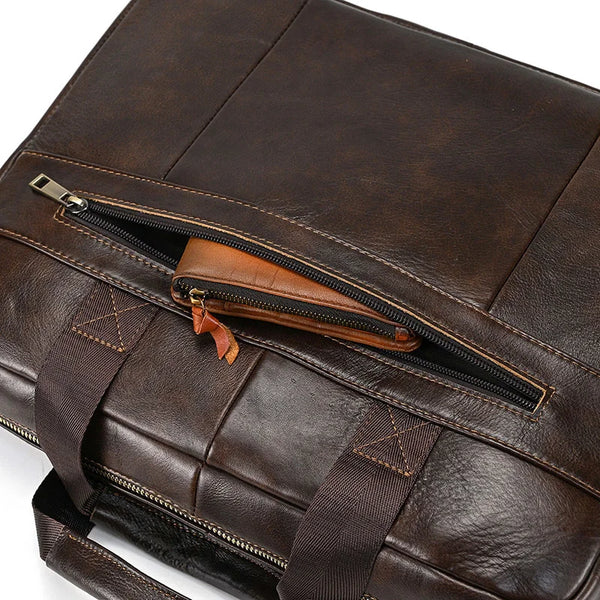 Men's Genuine Leather Briefcase Laptop Natural Leather Messenger Bags