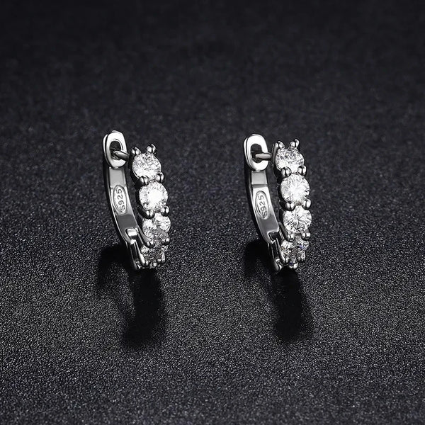 3mm D Color Moissanite Earrings 925 Sterling Sliver Plated White Gold Hoop Earring for Women Wedding Party Fine Jewelry