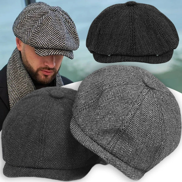 Men Casual Hat Retro Beret Unisex Wild Octagonal Cap