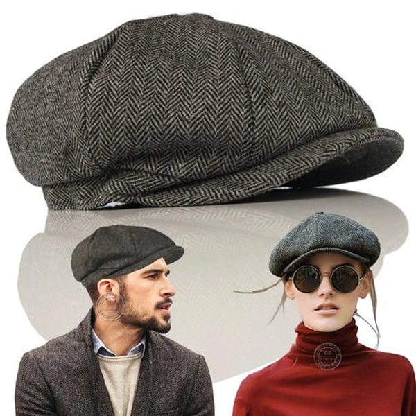 Men Casual Hat Retro Beret Unisex Wild Octagonal Cap