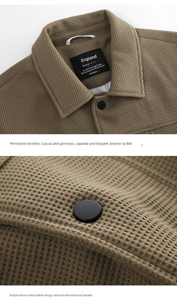 Men's Texture Waffle Spring Polo Collar Jacket