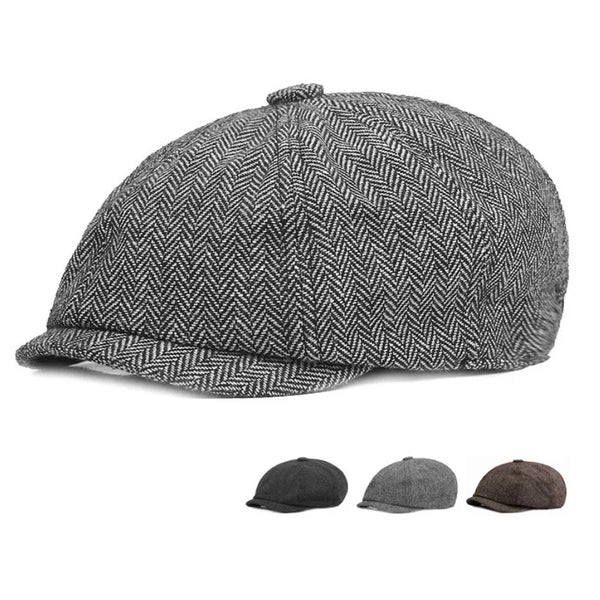 Men Casual Hat Retro Beret Unisex Wild Octagonal Cap