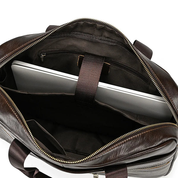 Men's Genuine Leather Briefcase Laptop Natural Leather Messenger Bags