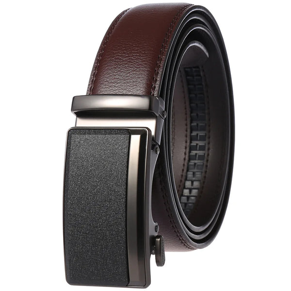 Men's Luxury Designer Cowhide Leather Belts Fashion Automatic Buckle Black Brown 3.5cm