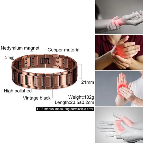 Pure Copper Magnetic Bracelet Therapy High Magnets Arrow Vintage Health Energy Chain