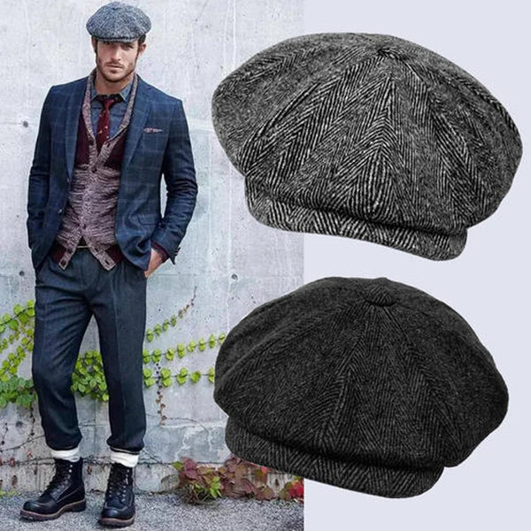 Men Casual Hat Retro Beret Unisex Wild Octagonal Cap