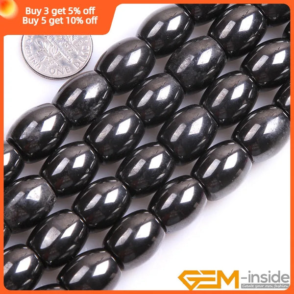 Natural Black Magnetic Hematite Rice Beads For Jewelry Making Strand 15 inch DIY Jewelry Loose Spacer Bead