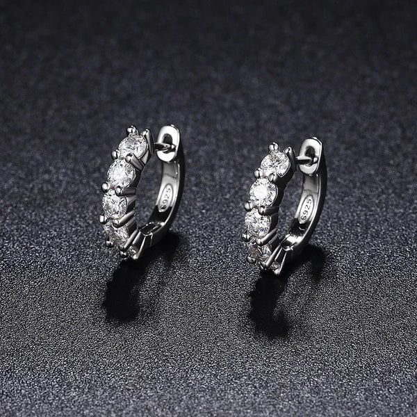 3mm D Color Moissanite Earrings 925 Sterling Sliver Plated White Gold Hoop Earring for Women Wedding Party Fine Jewelry