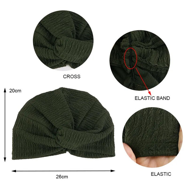 Women's Twist Knot Turban Elastic Chemo Cap for Cancer Patient Hair Loss