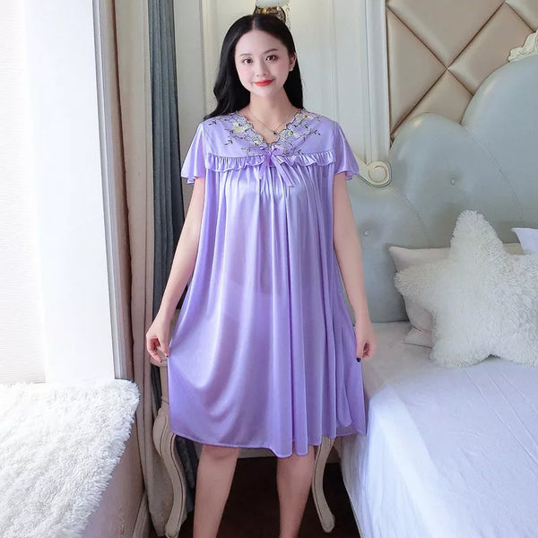 Plus Size SEXY Sleepwear Silk Satin Nightgowns