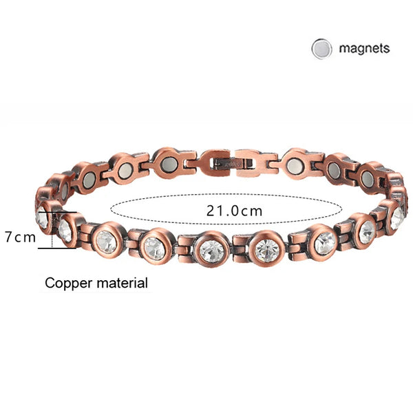 Copper Magnetic Crystal Bracelets Women 100% Pure Therapy Relief Effective for RSI Carpal Tunnel Bracelet Relieve Arthritis Pain