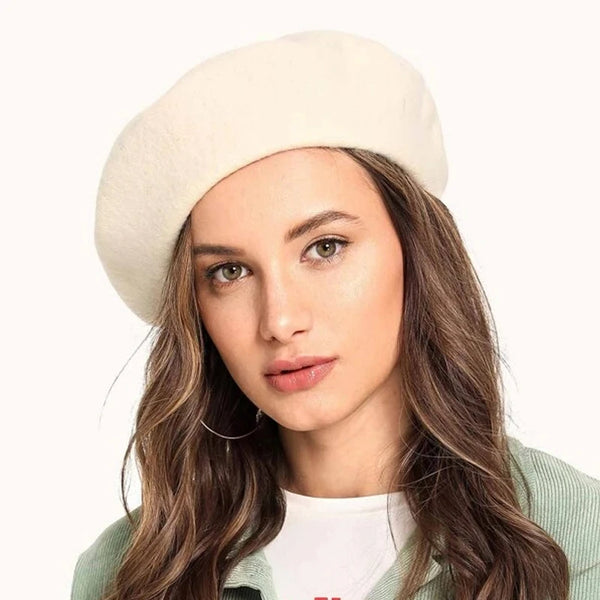 100% Wool Beret Hat Women Solid Flat Berets Autum Winter Warm French Elegant Artist Beret Ladies Fashion Vintage Painter Cap