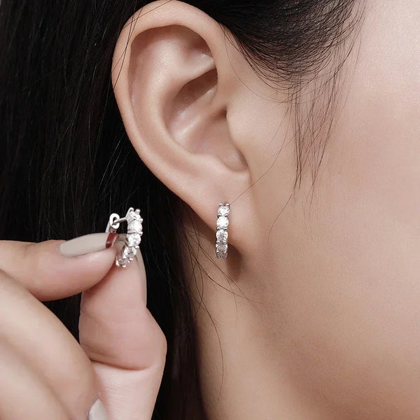 3mm D Color Moissanite Earrings 925 Sterling Sliver Plated White Gold Hoop Earring for Women Wedding Party Fine Jewelry