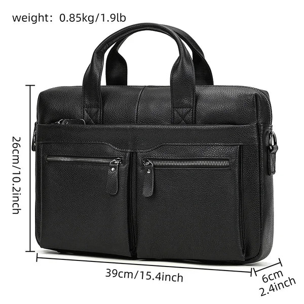 Men's Genuine Leather Briefcase Laptop Natural Leather Messenger Bags