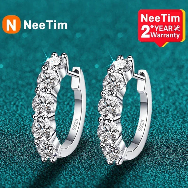 3mm D Color Moissanite Earrings 925 Sterling Sliver Plated White Gold Hoop Earring for Women Wedding Party Fine Jewelry